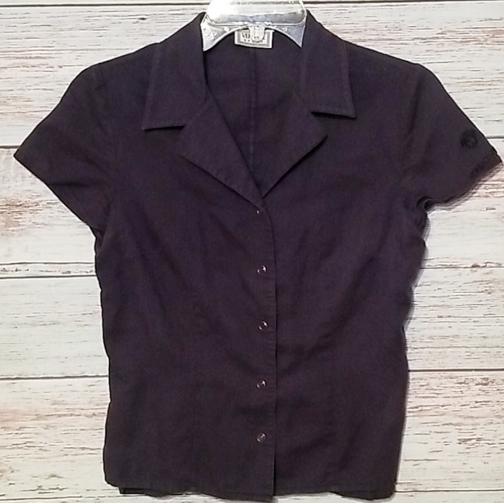 Versace Sport Top Navy Blue Button Down Me…